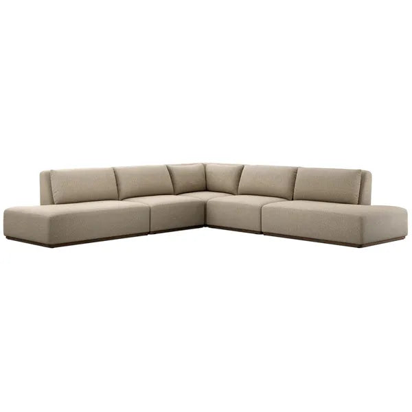 Un/Unadler Outdoor 5 Piece Sectional + Bumper Chaise, Concha Fog