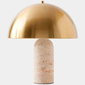 Carly Dome Mesa Lampara, Travertine/Laton